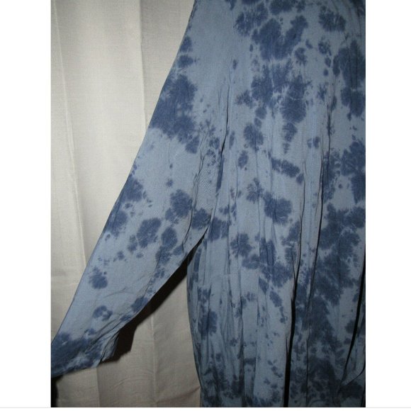 Catherines Women's Blue Tie Dye Long Sleeve Open Cardigan, Pockets, Plus Size 4X - Picture 4 of 10